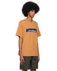 dunkelbraunes bedrucktes T-Shirt mit einem Rundhalsausschnitt von Noon Goons