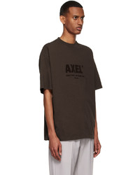 dunkelbraunes bedrucktes T-Shirt mit einem Rundhalsausschnitt von Axel Arigato