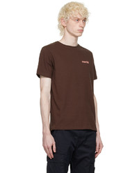 dunkelbraunes bedrucktes T-Shirt mit einem Rundhalsausschnitt von Norda