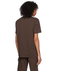 dunkelbraunes bedrucktes T-Shirt mit einem Rundhalsausschnitt von C.P. Company