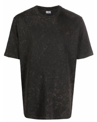 dunkelbraunes bedrucktes T-Shirt mit einem Rundhalsausschnitt von Diesel