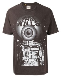 dunkelbraunes bedrucktes T-Shirt mit einem Rundhalsausschnitt von GALLERY DEPT.