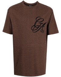 dunkelbraunes bedrucktes T-Shirt mit einem Rundhalsausschnitt von Giorgio Armani