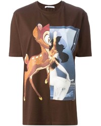 dunkelbraunes bedrucktes T-Shirt mit einem Rundhalsausschnitt von Givenchy