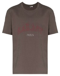 dunkelbraunes bedrucktes T-Shirt mit einem Rundhalsausschnitt von Isabel Marant