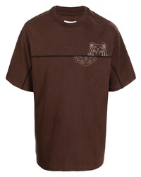 dunkelbraunes bedrucktes T-Shirt mit einem Rundhalsausschnitt von Kenzo