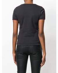 dunkelbraunes bedrucktes T-Shirt mit einem Rundhalsausschnitt von Yeezy