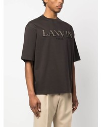 dunkelbraunes bedrucktes T-Shirt mit einem Rundhalsausschnitt von Lanvin