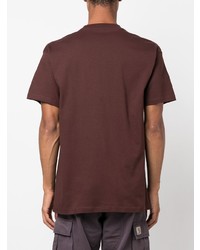 dunkelbraunes bedrucktes T-Shirt mit einem Rundhalsausschnitt von Carhartt WIP
