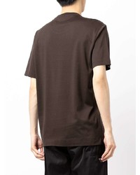 dunkelbraunes bedrucktes T-Shirt mit einem Rundhalsausschnitt von Ermenegildo Zegna