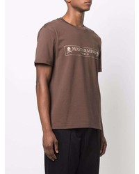 dunkelbraunes bedrucktes T-Shirt mit einem Rundhalsausschnitt von Mastermind World