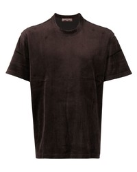 dunkelbraunes bedrucktes T-Shirt mit einem Rundhalsausschnitt von Mastermind Japan