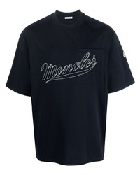 dunkelbraunes bedrucktes T-Shirt mit einem Rundhalsausschnitt von Moncler