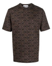 dunkelbraunes bedrucktes T-Shirt mit einem Rundhalsausschnitt von Moschino