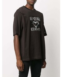 dunkelbraunes bedrucktes T-Shirt mit einem Rundhalsausschnitt von Dolce & Gabbana