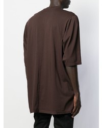 dunkelbraunes bedrucktes T-Shirt mit einem Rundhalsausschnitt von Rick Owens DRKSHDW