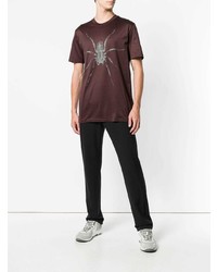 dunkelbraunes bedrucktes T-Shirt mit einem Rundhalsausschnitt von Lanvin