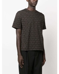dunkelbraunes bedrucktes T-Shirt mit einem Rundhalsausschnitt von Valentino Garavani
