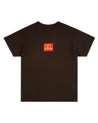 dunkelbraunes bedrucktes T-Shirt mit einem Rundhalsausschnitt von Travis Scott Astroworld