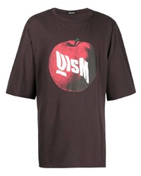 dunkelbraunes bedrucktes T-Shirt mit einem Rundhalsausschnitt von Undercover