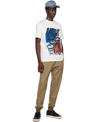 dunkelbraunes bedrucktes T-Shirt mit einem Rundhalsausschnitt von Paul Smith