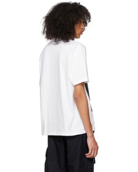 dunkelbraunes bedrucktes T-Shirt mit einem Rundhalsausschnitt von Comme des Garcons Homme
