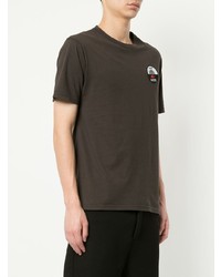 dunkelbraunes bedrucktes T-Shirt mit einem Rundhalsausschnitt von Geym