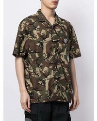 dunkelbraunes Camouflage Kurzarmhemd von AAPE BY A BATHING APE