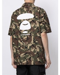 dunkelbraunes Camouflage Kurzarmhemd von AAPE BY A BATHING APE