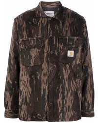 dunkelbraunes Camouflage Langarmhemd von Carhartt WIP