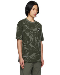 dunkelbraunes Camouflage T-Shirt mit einem Rundhalsausschnitt von AAPE BY A BATHING APE