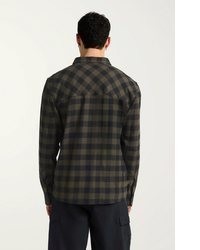 dunkelbraunes Flanell Langarmhemd mit Karomuster von Jack Wolfskin