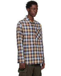 dunkelbraunes Flanell Langarmhemd mit Schottenmuster von Moncler