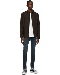 dunkelbraunes Flanell Langarmhemd von rag & bone