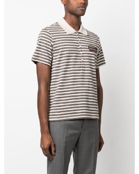 dunkelbraunes horizontal gestreiftes Polohemd von Thom Browne