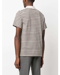 dunkelbraunes horizontal gestreiftes Polohemd von Thom Browne