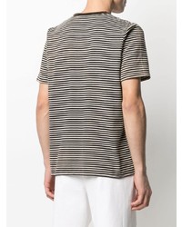 dunkelbraunes horizontal gestreiftes T-Shirt mit einem Rundhalsausschnitt von Saint Laurent