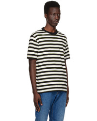 dunkelbraunes horizontal gestreiftes T-Shirt mit einem Rundhalsausschnitt von Ps By Paul Smith