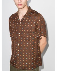 dunkelbraunes Kurzarmhemd mit geometrischem Muster von Chimala
