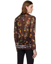 dunkelbraunes Langarmhemd mit Blumenmuster von Molly Goddard