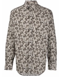 dunkelbraunes Langarmhemd mit Blumenmuster von Tom Ford