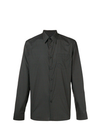 dunkelbraunes Langarmhemd mit geometrischem Muster