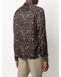 dunkelbraunes Langarmhemd mit Leopardenmuster von AllSaints
