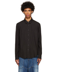 dunkelbraunes Langarmhemd mit Vichy-Muster von Barena