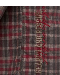 dunkelbraunes Langarmhemd mit Vichy-Muster von Camp David