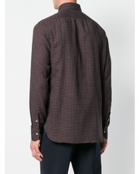 dunkelbraunes Langarmhemd mit Vichy-Muster von Borriello