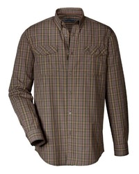 dunkelbraunes Langarmhemd mit Vichy-Muster von Wald & Forst