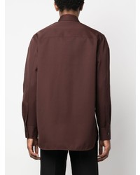 dunkelbraunes Langarmhemd von Jil Sander