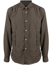 dunkelbraunes Langarmhemd von Comme des Garcons Homme Deux