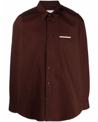 dunkelbraunes Langarmhemd von Jil Sander